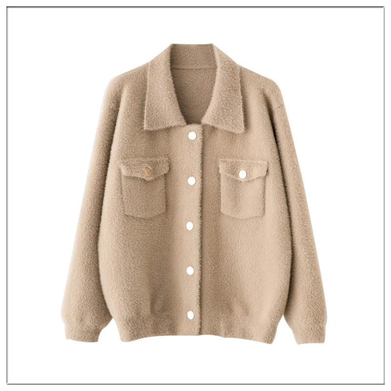 Imitation mink velvet short coat women's autumn/winter 2019 new simple loose-fitting lapel knitted cardigan top women cardigan
Imitation mink velvet short coat women's autumn/winter 2019 new simple loose-fitting lapel knitted cardigan top women cardigan