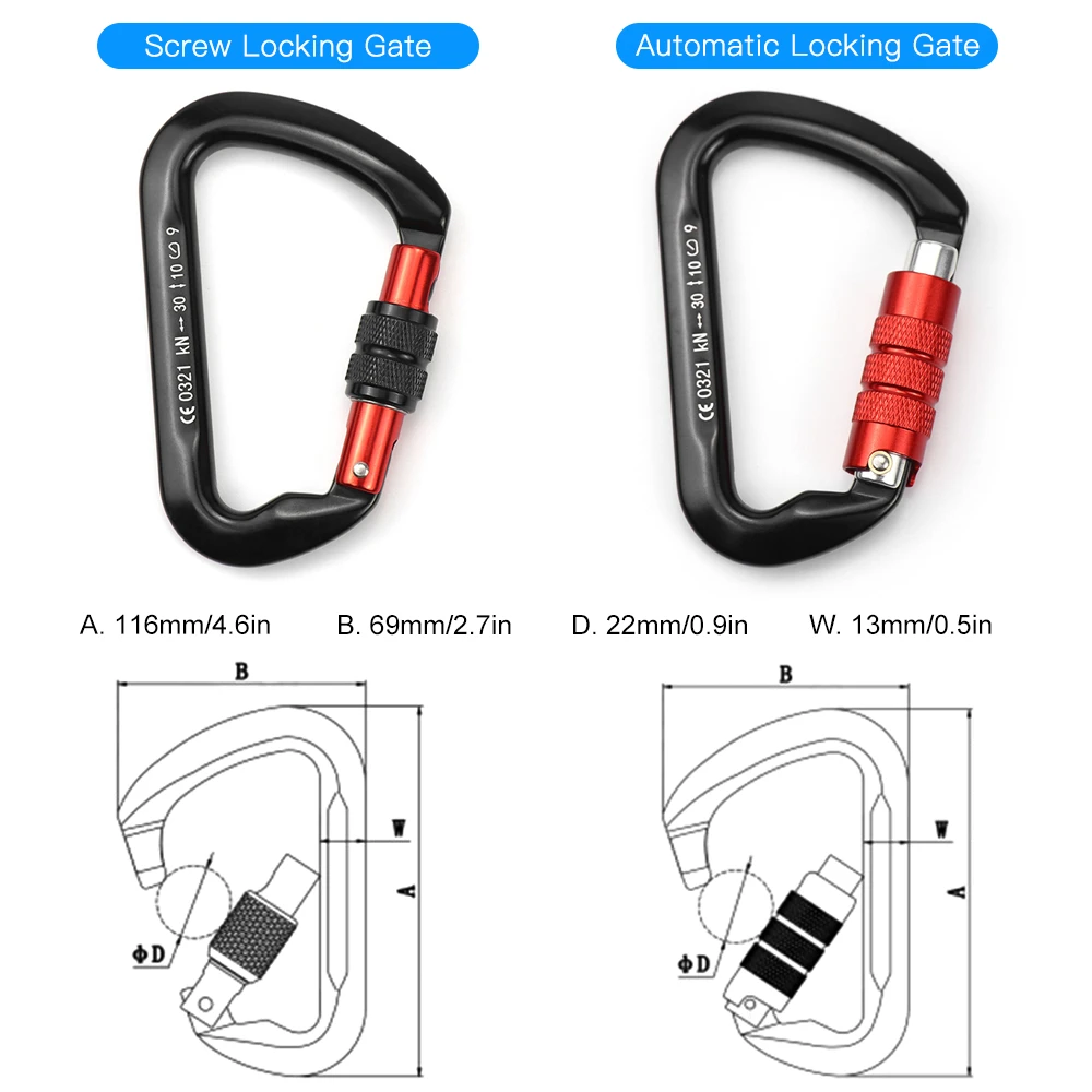 30KN D-Shaped Carabiner Lock Heavy Duty Aluminum Alloy Carabiner Clips for Hammocks Camping Hiking Climbing Equipment
30KN D-Shaped Carabiner Lock Heavy Duty Aluminum Alloy Carabiner Clips for Hammocks Camping Hiking Climbing Equipment