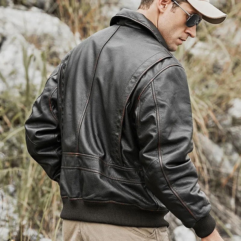Euro Plus Size Genuine Leather Cowhide Mens Jackets Rib Sleeve Zipper Turn Down Collar Pockets Casual Male Cotton Liner Coats
Euro Plus Size Genuine Leather Cowhide Mens Jackets Rib Sleeve Zipper Turn Down Collar Pockets Casual Male Cotton Liner Coats