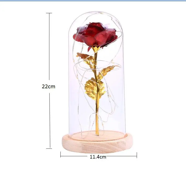 Beauty And The Beast Gold Foil Galaxy Rose Flower LED Light Artificial Flowers In Glass Dome Wedding Decor Valentine's Day Gift
Beauty And The Beast Gold Foil Galaxy Rose Flower LED Light Artificial Flowers In Glass Dome Wedding Decor Valentine's Day Gift