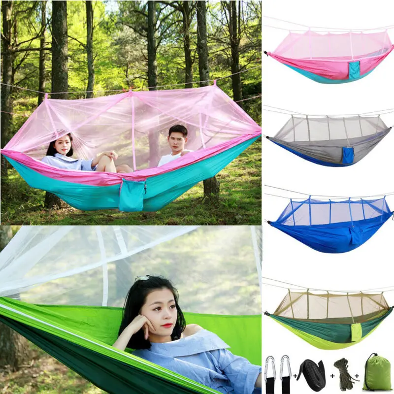 1-2 Person Portable Outdoor Camping Hammock with Mosquito Net High Strength Parachute Fabric Hanging Bed Hunting Sleeping Swing
1-2 Person Portable Outdoor Camping Hammock with Mosquito Net High Strength Parachute Fabric Hanging Bed Hunting Sleeping Swing