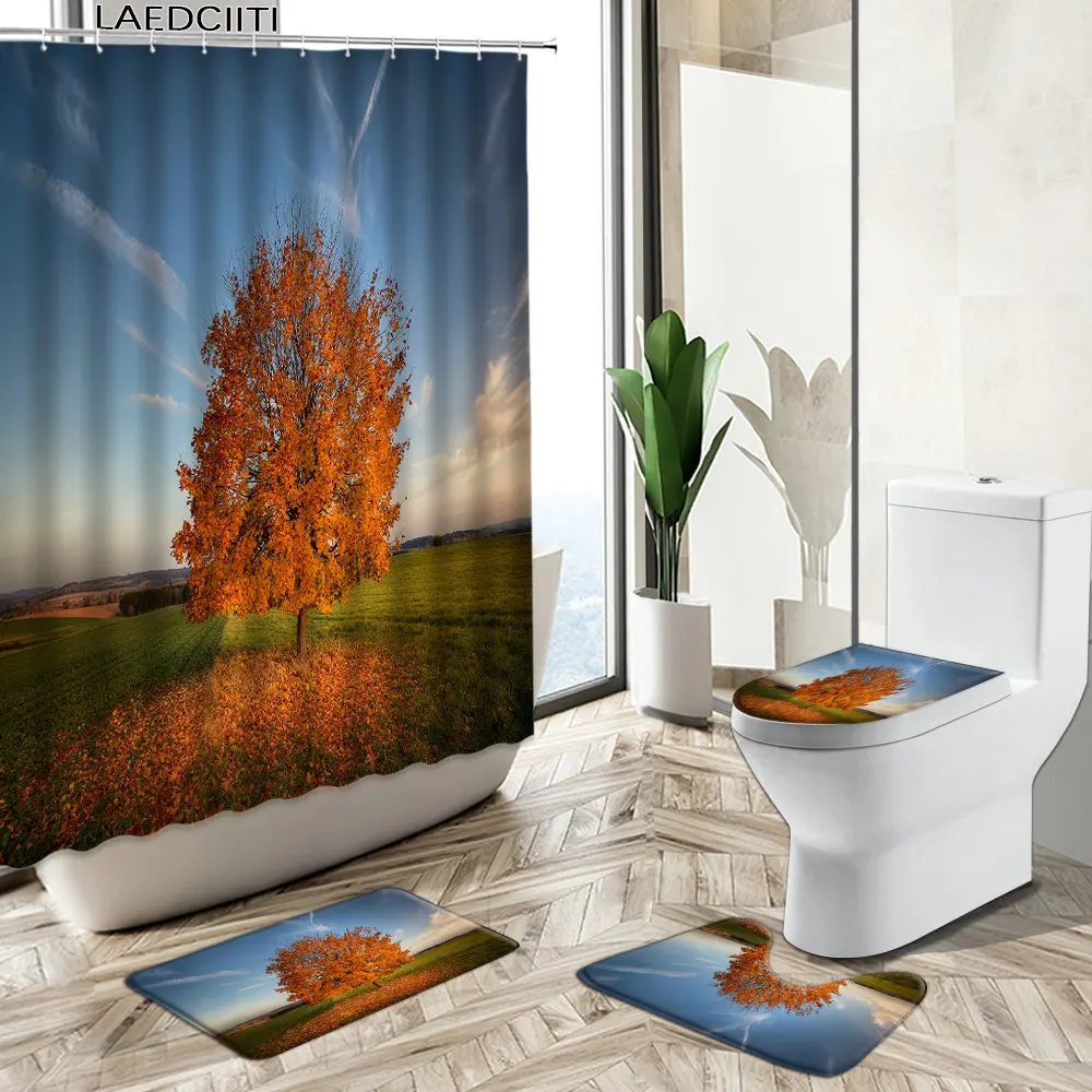 Rural Scenery Shower Curtain Spring Autumn Trees Natural Landscape Bathroom Non-Slip Carpet Toilet Cover Floor Mat Set Washable
Rural Scenery Shower Curtain Spring Autumn Trees Natural Landscape Bathroom Non-Slip Carpet Toilet Cover Floor Mat Set Washable
