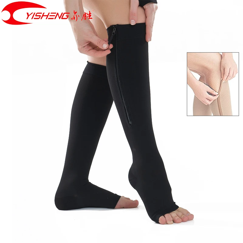 YISHENG Zipper Compression Stockings Open Toe Leg Support Medical Edema Varicose Veins Swollon Sore Knee Highs
YISHENG Zipper Compression Stockings Open Toe Leg Support Medical Edema Varicose Veins Swollon Sore Knee Highs