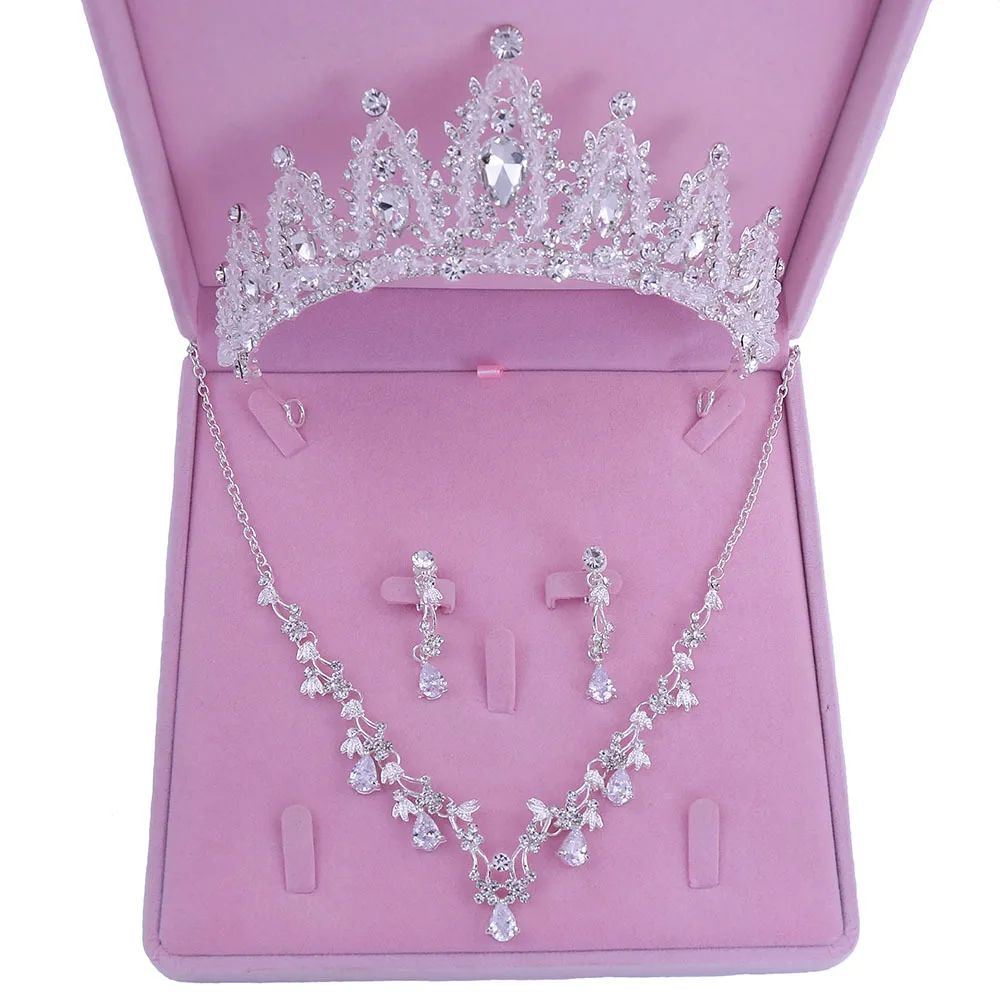 Korean Bridal Jewelry Set Rhinestone Handmade Crown Zircon Crown Necklace Earrings Jewelry Set Bride Three-piece Set HQ0232
Korean Bridal Jewelry Set Rhinestone Handmade Crown Zircon Crown Necklace Earrings Jewelry Set Bride Three-piece Set HQ0232