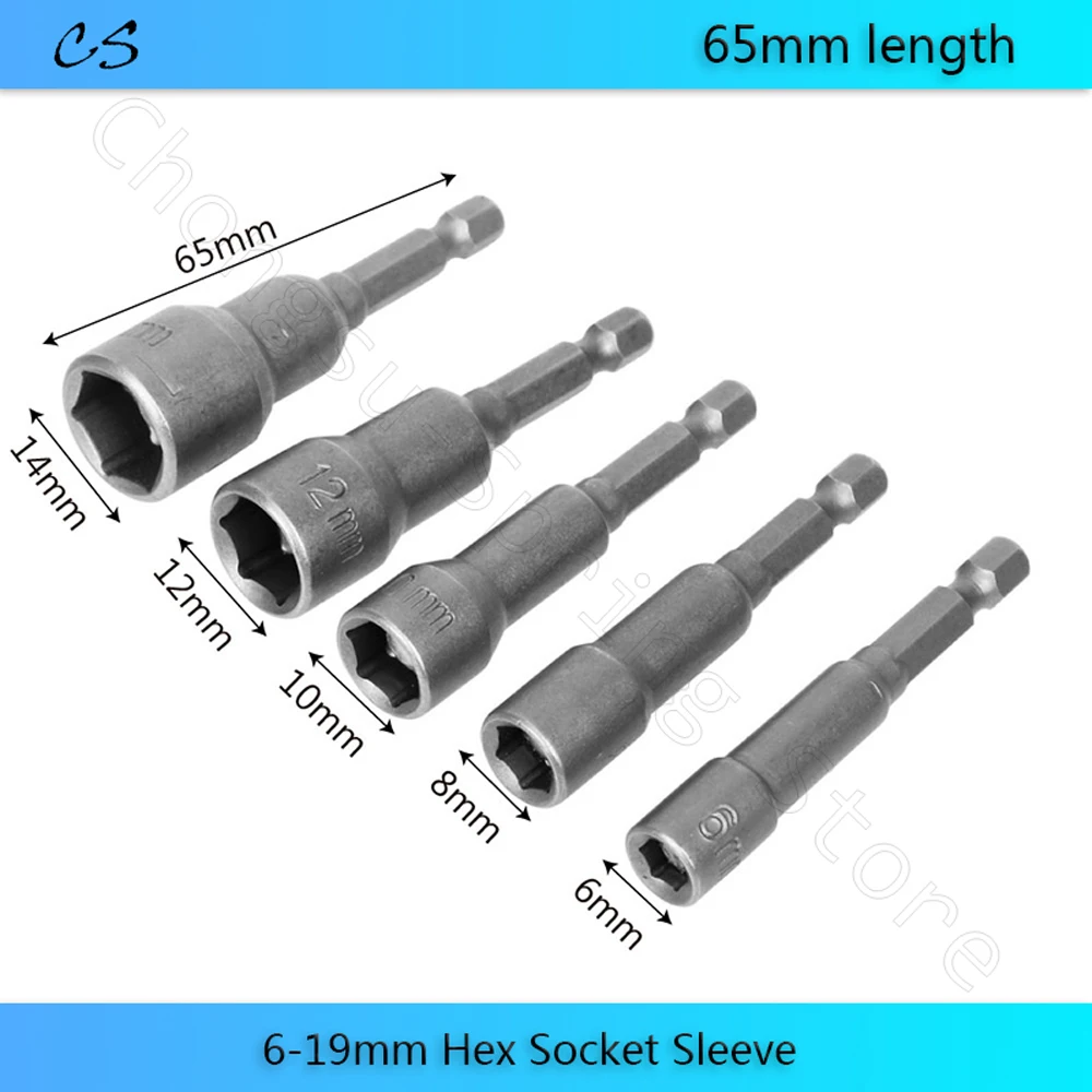 

6-19mm Hex Socket Sleeve Nozzles Nut Driver 1/4 inch 6.35mm Strong Magnetic Drill Bit Adapter Hex Shank Impact Socket Adapter