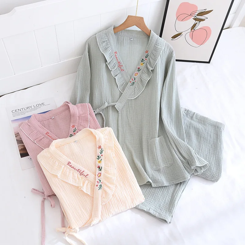 2022 Spring/Autumn Pure Cotton Gauze Postpartum Breastfeeding Mothers Pregnant Women Pajamas Women's Autumn/Winter Home Wear
2022 Spring/Autumn Pure Cotton Gauze Postpartum Breastfeeding Mothers Pregnant Women Pajamas Women's Autumn/Winter Home Wear