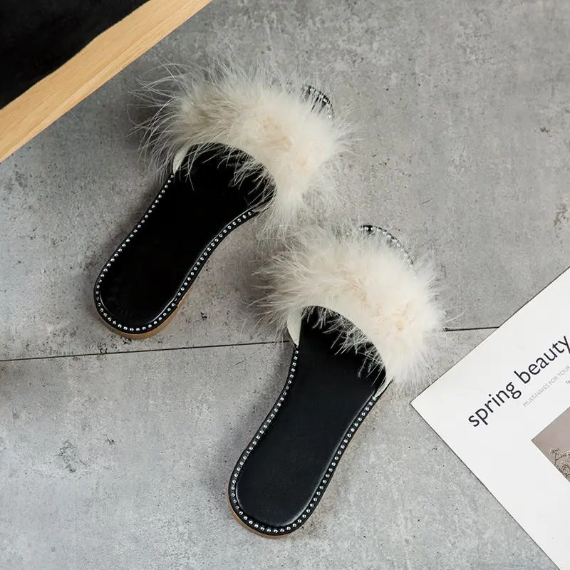 Женские меховые шлепанцы, Сланцы на плоской подошве, Плюшевые сандалии с мехом, черные, белые, под платье для дома, шлепанцы с открытым кругл... 
Женские меховые шлепанцы, Сланцы на плоской подошве, Плюшевые сандалии с мехом, черные, белые, под платье для дома, шлепанцы с открытым кругл...