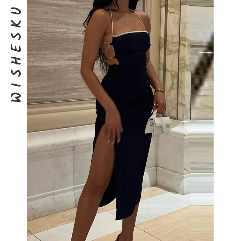 Sexy Halter Backless Lace Up Midi Dress Women Sleeveless Bandage Split Corset Dresses 2021 Fall Harajuku Night Club Party Robe
Sexy Halter Backless Lace Up Midi Dress Women Sleeveless Bandage Split Corset Dresses 2021 Fall Harajuku Night Club Party Robe