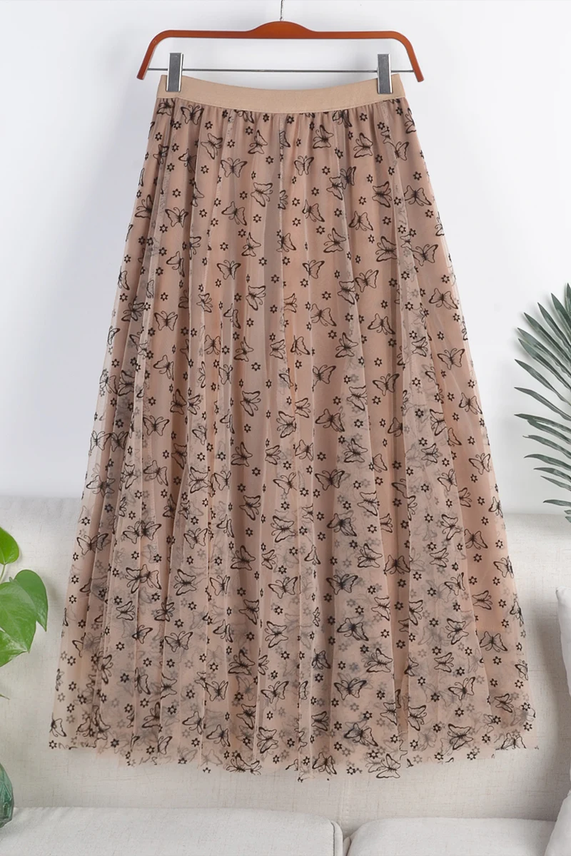 spring female new high-waisted thin A-line fairy temperament double-layer mesh butterfly flocking mid-length skirt 475
spring female new high-waisted thin A-line fairy temperament double-layer mesh butterfly flocking mid-length skirt 475