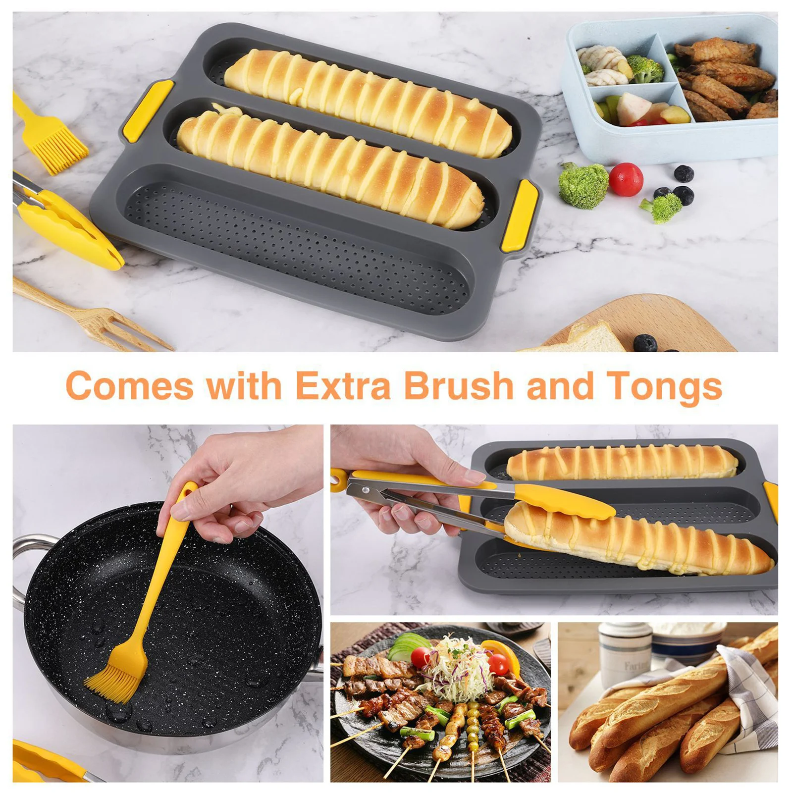 Baguette Mould Set Non-stick Pan French Bread Mould Set Multifunctional Silicone Loaf Mold Suitable For Breakfast, Afternoon Tea
Baguette Mould Set Non-stick Pan French Bread Mould Set Multifunctional Silicone Loaf Mold Suitable For Breakfast, Afternoon Tea