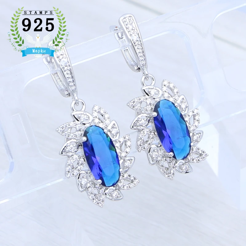 Drop Earrings for Women Sapphire White Crystal Exquisite Earrings 925 Sterling Silver Bridal Jewelry
Drop Earrings for Women Sapphire White Crystal Exquisite Earrings 925 Sterling Silver Bridal Jewelry