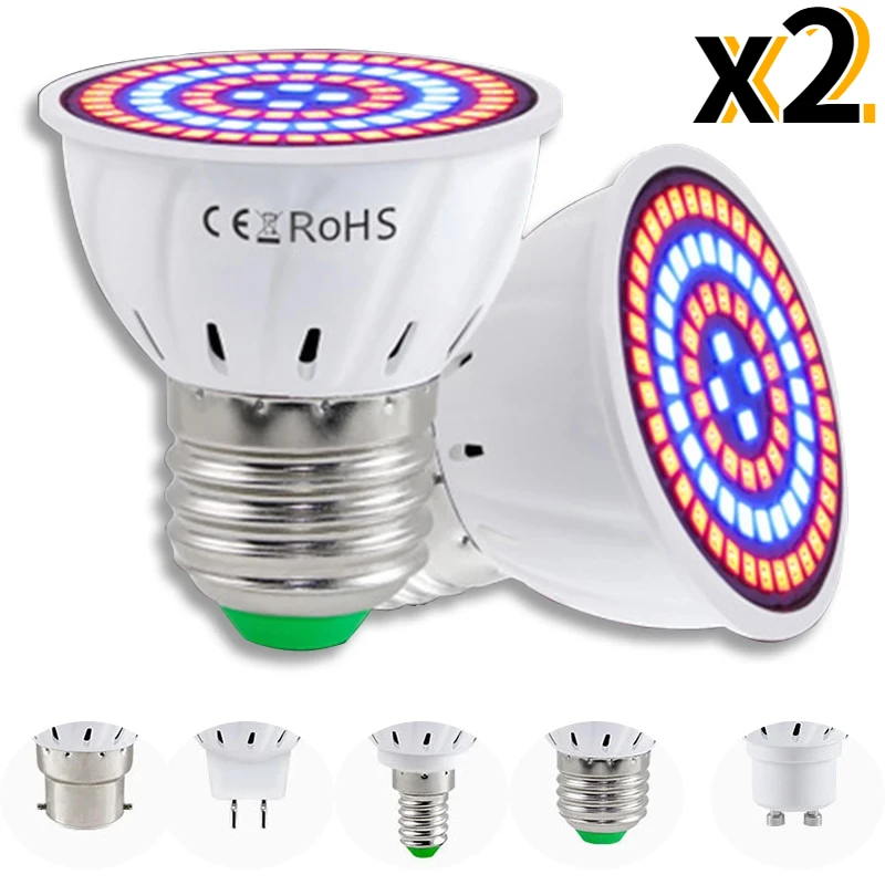 2pcs Phyto LED B22 GU10 Hydroponic Growth Light E27 Led Grow Bulb Full Spectrum 220V UV Lamp Plant E14 Flower Seedling Fitolamp
2pcs Phyto LED B22 GU10 Hydroponic Growth Light E27 Led Grow Bulb Full Spectrum 220V UV Lamp Plant E14 Flower Seedling Fitolamp
