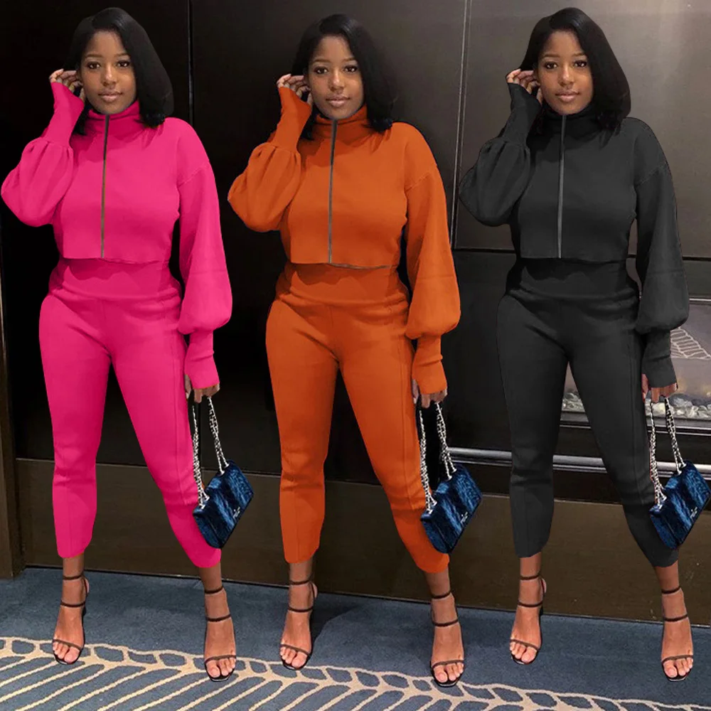 Women's Suit Autumn Fashion New Solid Color Zipper High Neck Lantern Sleeve Long Casual Two-Piece Suit
Women's Suit Autumn Fashion New Solid Color Zipper High Neck Lantern Sleeve Long Casual Two-Piece Suit