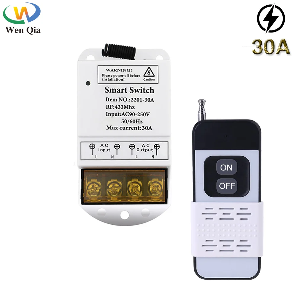 433mhz Wireless Remote Control AC220V 30A High Power On Off Remote Control for Water Pump Factory Motor Electric Appliance
433mhz Wireless Remote Control AC220V 30A High Power On Off Remote Control for Water Pump Factory Motor Electric Appliance