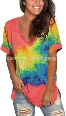 Summer New Women's Front Chest V-neck Casual Loose Short Sleeve Hem Split Women's T-shirt
Summer New Women's Front Chest V-neck Casual Loose Short Sleeve Hem Split Women's T-shirt