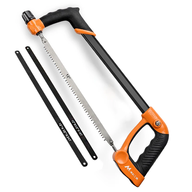 12 Inch Heavy Duty Hacksaw Frame with 2pc Replaceable Saw Blades 24 TPI Adjustable Tension 45/90 Angle Multifunctional Hand Saw
12 Inch Heavy Duty Hacksaw Frame with 2pc Replaceable Saw Blades 24 TPI Adjustable Tension 45/90 Angle Multifunctional Hand Saw