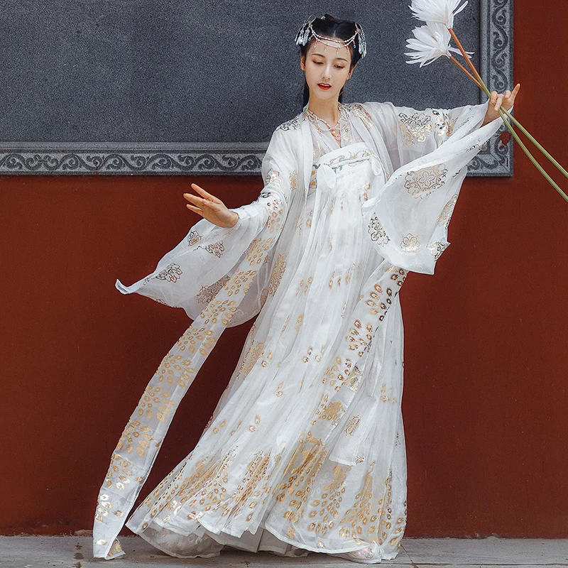 Hanfu Female Summer Elegant Big Sleeve Clothes Black/White Gold Fairy Hanfu Han/Tang Dynasty Dress Oriental Ancient Hanfu T434
Hanfu Female Summer Elegant Big Sleeve Clothes Black/White Gold Fairy Hanfu Han/Tang Dynasty Dress Oriental Ancient Hanfu T434
