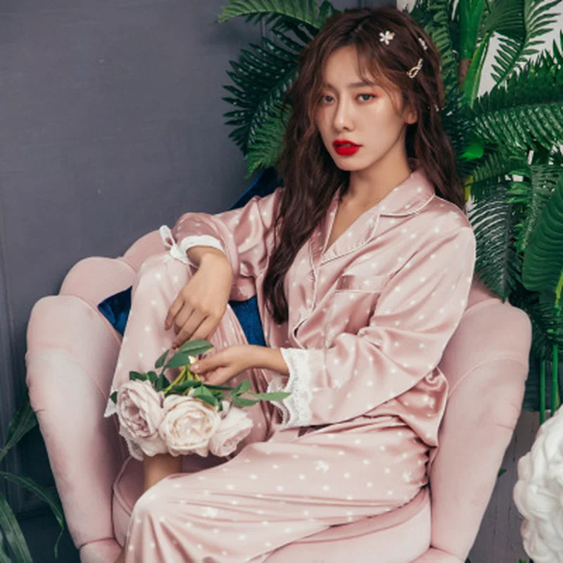 Women's Pajamas for Girls Home Suit Pyjama Satin Femme Sweetheart Lounge Set Polka Dot Pijamas Mujer Sleepwear Nightgown
Women's Pajamas for Girls Home Suit Pyjama Satin Femme Sweetheart Lounge Set Polka Dot Pijamas Mujer Sleepwear Nightgown