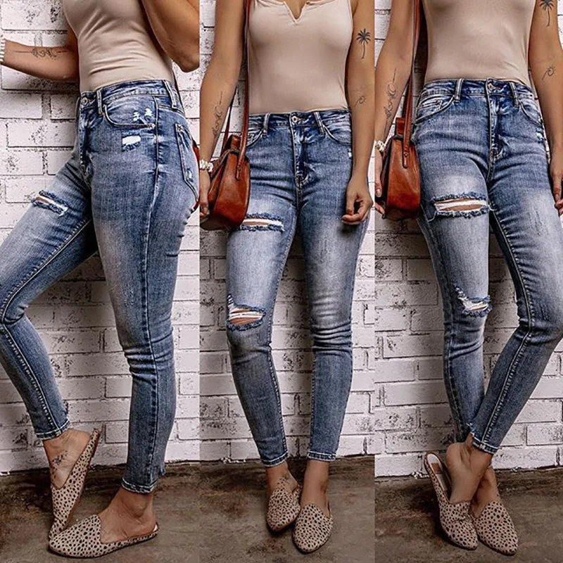 Vintage Hole Ripped Denim Jeans High Waist Zipper Fly Skinny Pants Elastic Slim Pencil Trousers Full Length Tight Trousers
Vintage Hole Ripped Denim Jeans High Waist Zipper Fly Skinny Pants Elastic Slim Pencil Trousers Full Length Tight Trousers