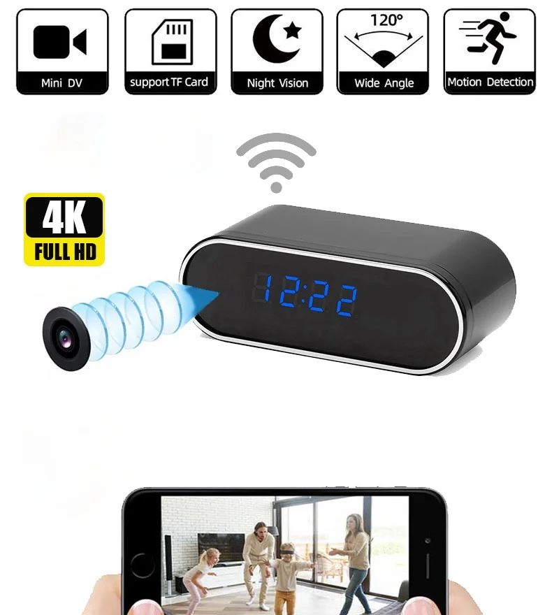 Беспроводная HD-камера с часами, Wi-Fi, микро-камера, инфракрасная камера ночного видения, будильник, запись, домашняя система безопасности, нян...
Беспроводная HD-камера с часами, Wi-Fi, микро-камера, инфракрасная камера ночного видения, будильник, запись, домашняя система безопасности, нян...