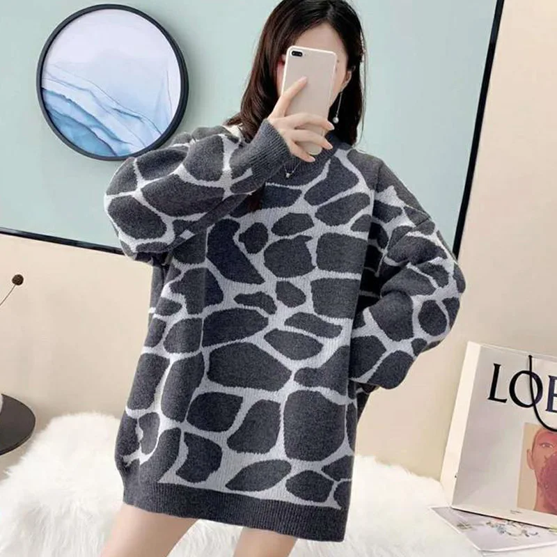 Leopard Print Women Long Sleeve Loose Knitted Pullovers Sweater New Autumn Winter Lady O-neck Casual Sweaters
Leopard Print Women Long Sleeve Loose Knitted Pullovers Sweater New Autumn Winter Lady O-neck Casual Sweaters