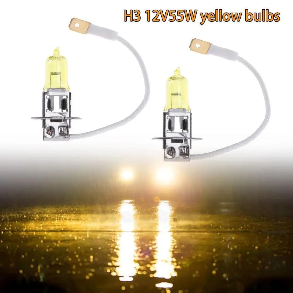 NEW 2Pcs H3 12V 55W 3000K Super Bright Yellow Car Headlight Auto Automobiles Light Source Fog Light Bulb Head Lamp Bulbs
NEW 2Pcs H3 12V 55W 3000K Super Bright Yellow Car Headlight Auto Automobiles Light Source Fog Light Bulb Head Lamp Bulbs