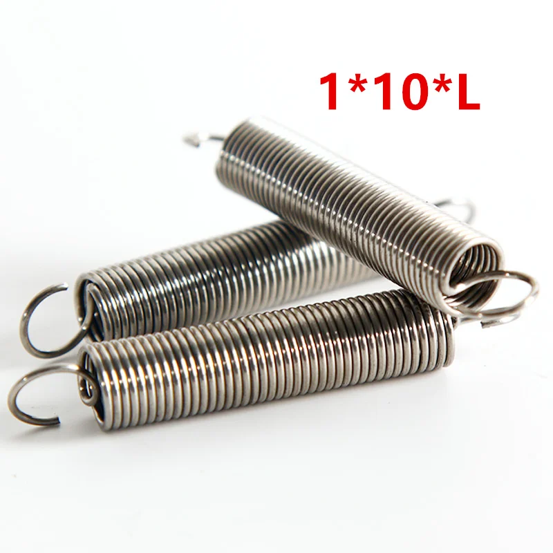 5pcs Dual Hook Small Tension Spring 304 Stainless steel Extension spring wire dia 1mm Outer dia 10mm Length 30-100mm
5pcs Dual Hook Small Tension Spring 304 Stainless steel Extension spring wire dia 1mm Outer dia 10mm Length 30-100mm