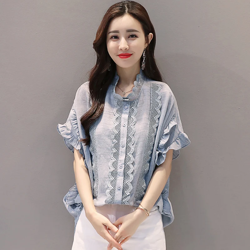 summer Hollow Out Butterfly Sleeve Blouses women fashion Chiffon Short sleeve Large size Shirts women Casual Loose Stand Shirts
summer Hollow Out Butterfly Sleeve Blouses women fashion Chiffon Short sleeve Large size Shirts women Casual Loose Stand Shirts
