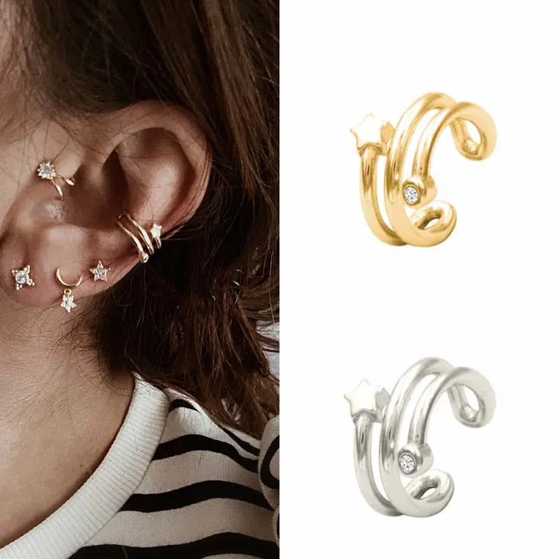 Woman Clip Earrings 2021 Trend New Gold Silver Filled Star Zircon Unusual Ear Cuffs for Women Jewelry Brincos Feminino
Woman Clip Earrings 2021 Trend New Gold Silver Filled Star Zircon Unusual Ear Cuffs for Women Jewelry Brincos Feminino