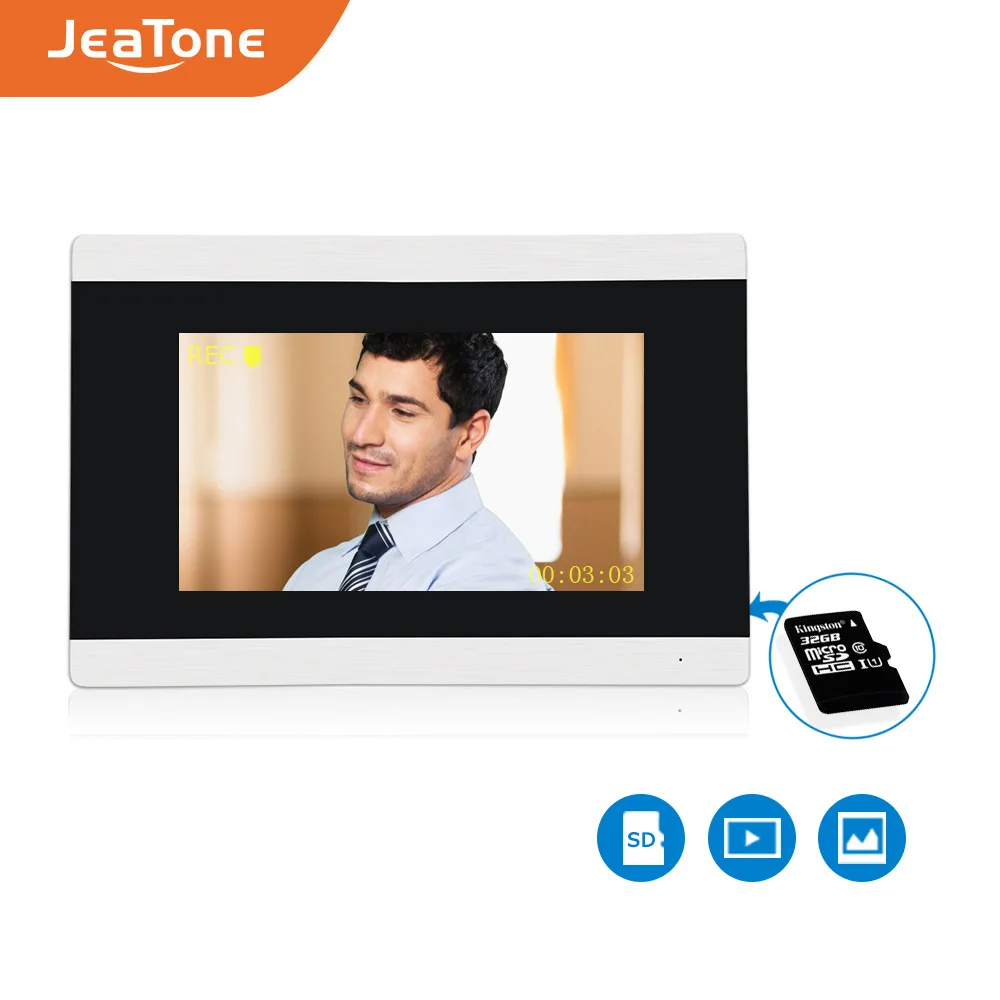 Видеодомофон Jeatone с сенсорным экраном 7 дюймов цветной видеодомофон +