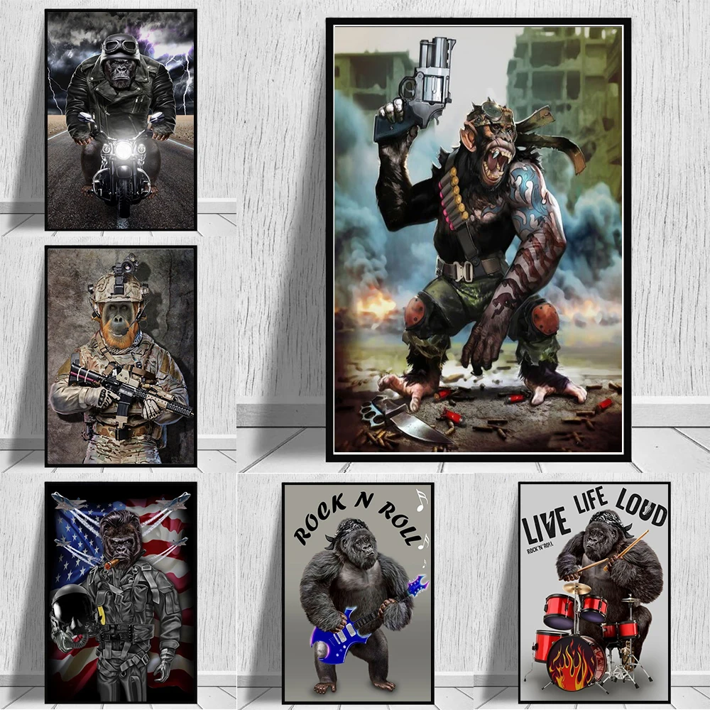 Soldier Gorilla Orangutan Canvas Painting Posters and Prints Wall Pictures Artwork for Living Room Home Dector Gifts Cuadros
Soldier Gorilla Orangutan Canvas Painting Posters and Prints Wall Pictures Artwork for Living Room Home Dector Gifts Cuadros