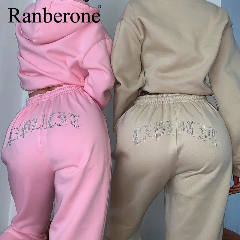 Осенне-зимний спортивный костюм Ranberone свитшоты топы и брюки из двух предметов