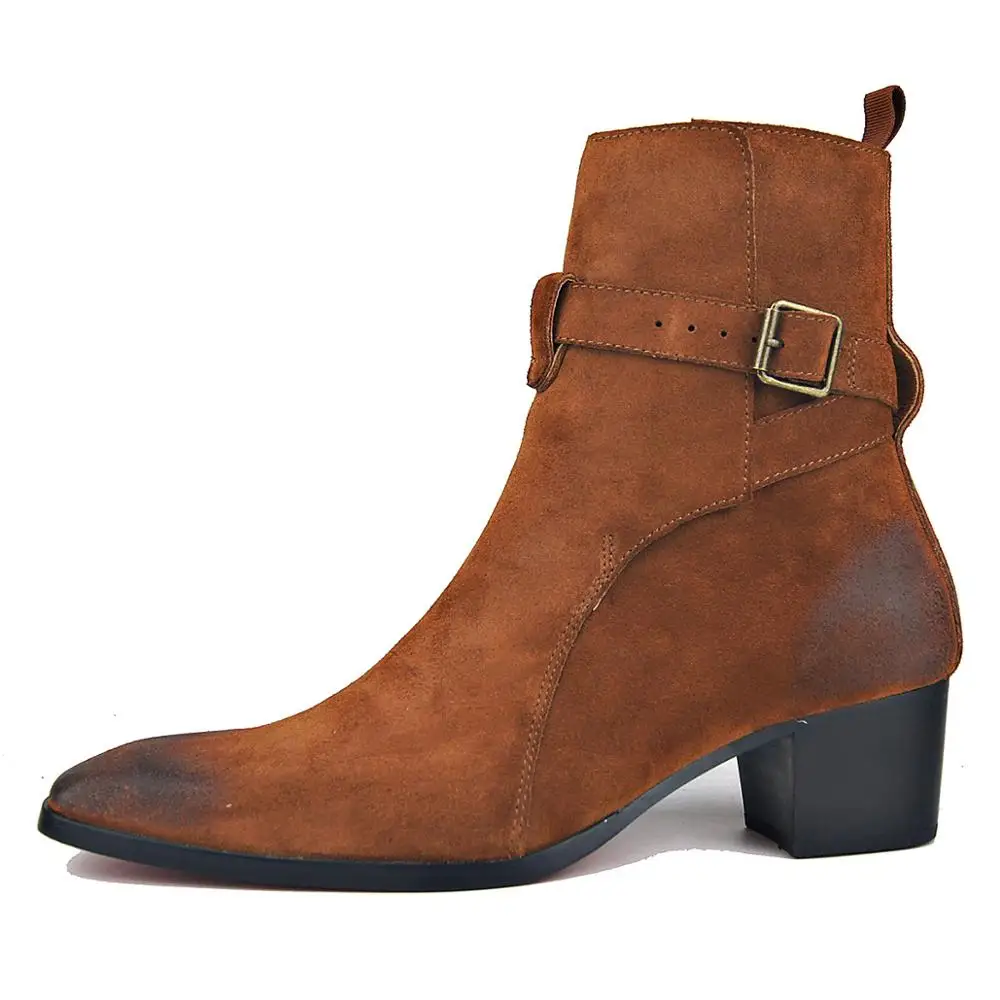 Genuine Cow Leather Suede high heel Men Boots high top Zipper fashion British style fashion men's Chelsea Boots 2019 Hot Sales
Genuine Cow Leather Suede high heel Men Boots high top Zipper fashion British style fashion men's Chelsea Boots 2019 Hot Sales