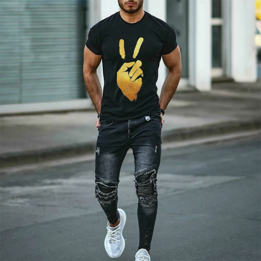 2021 new short-sleeved men's foreign trade European and American gesture printing t-shirt summer loose plus size
2021 new short-sleeved men's foreign trade European and American gesture printing t-shirt summer loose plus size