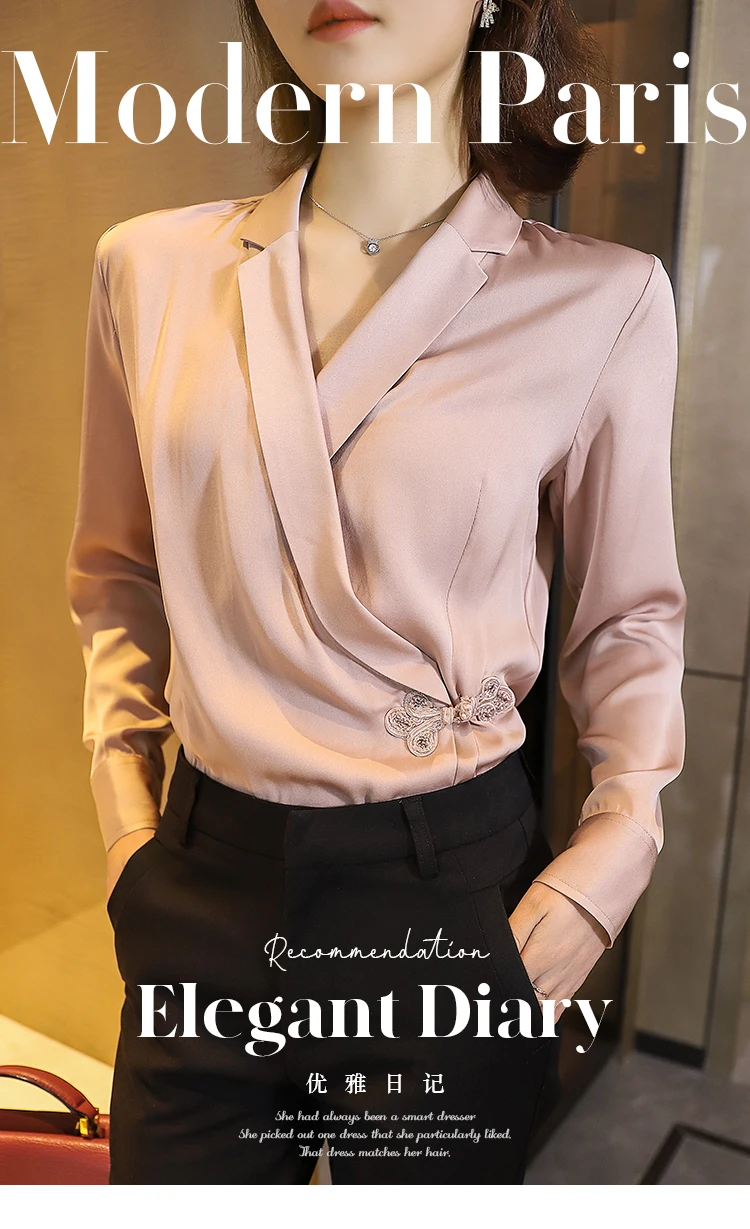 silk Elegant shirt style small suit jacket side buckle suit collar design sense niche shirt for women
silk Elegant shirt style small suit jacket side buckle suit collar design sense niche shirt for women