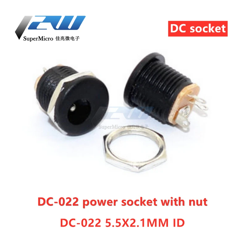 10 Pcs DC-022 5.5x2.1mm DC Power Connector Female DC Connectors Round Hole Screw Nut Interface Panel Mount DC022 5.5-2.1
10 Pcs DC-022 5.5x2.1mm DC Power Connector Female DC Connectors Round Hole Screw Nut Interface Panel Mount DC022 5.5-2.1