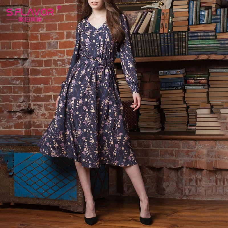 S.FLAVOR Elegant Single Breasted Printing Women Midi Dress Spring V-neck Long Sleeve A-line Dresses Casual Vestidos Clothes 2022
S.FLAVOR Elegant Single Breasted Printing Women Midi Dress Spring V-neck Long Sleeve A-line Dresses Casual Vestidos Clothes 2022