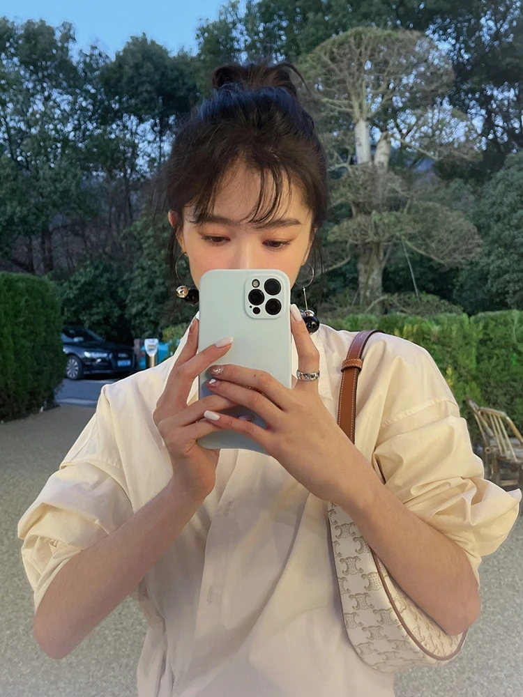 2021 Fashion Women Ruffles Hem Shirt Elegant Lapel Neck Skirt Simple Shirts Solid Long Sleeve High Waist Tops Irregular Blusas
2021 Fashion Women Ruffles Hem Shirt Elegant Lapel Neck Skirt Simple Shirts Solid Long Sleeve High Waist Tops Irregular Blusas