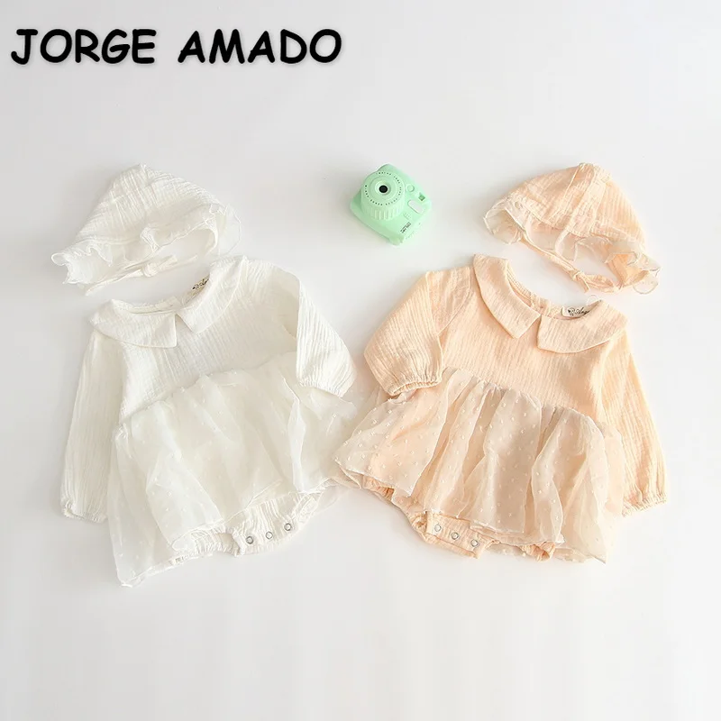 2021 New Autumn Baby Girls Bodysuit Long Sleeves White Apricot Peter Pan Collar Princess Jumpsuit with Cap Kids Clothing E135
2021 New Autumn Baby Girls Bodysuit Long Sleeves White Apricot Peter Pan Collar Princess Jumpsuit with Cap Kids Clothing E135