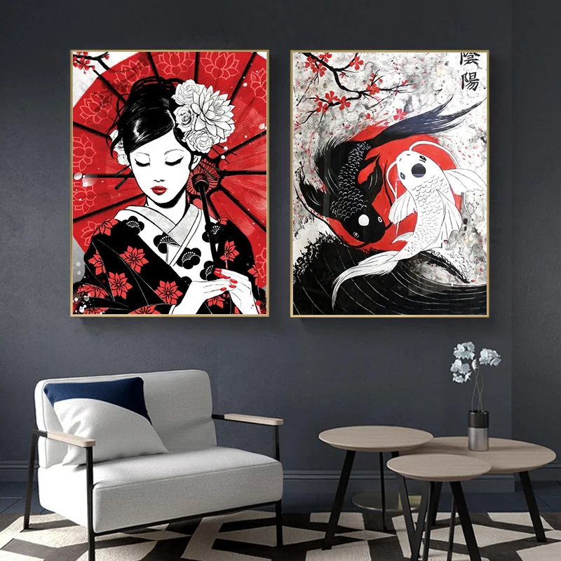 Japanese Geisha And Yin-Yang Fish Oil Painting On Canvas Wall Art Poster And Prints Samurai Picture For Living Room Decoration
Japanese Geisha And Yin-Yang Fish Oil Painting On Canvas Wall Art Poster And Prints Samurai Picture For Living Room Decoration