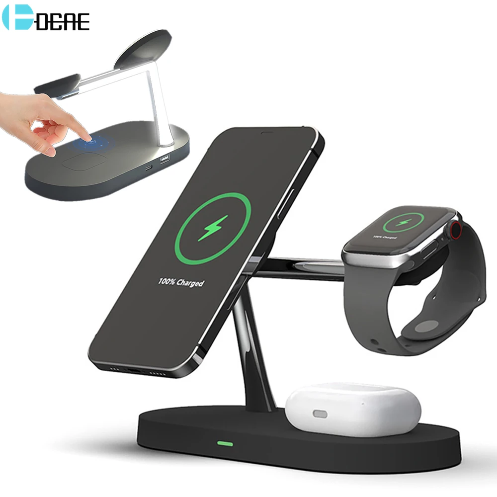 Wireless Charger Stand Dock for iPhone 13 12 Mini Pro Max Magnetic For Apple iWatch 7 6 SE Airpods 315W Qi Fast Charging Station
Wireless Charger Stand Dock for iPhone 13 12 Mini Pro Max Magnetic For Apple iWatch 7 6 SE Airpods 315W Qi Fast Charging Station