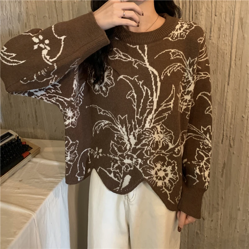Make firm offers control han edition retro flower jacquard long sleeve knit sweater
Make firm offers control han edition retro flower jacquard long sleeve knit sweater