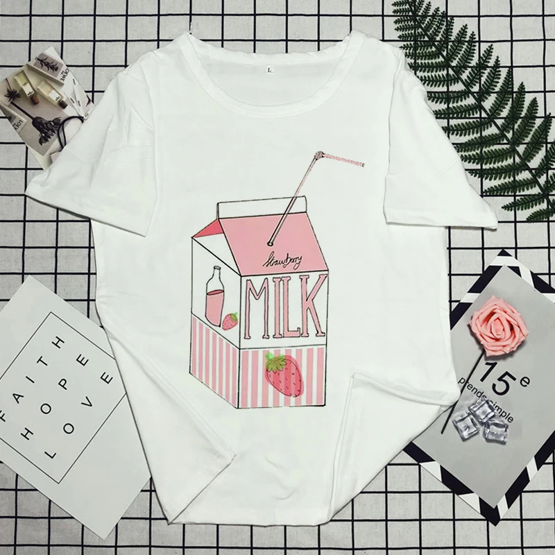 Cartoon Milk Japanses Aesthetic Grunge T Shirt Women Harajuku Cute Kawaii Pink Summer Casual Tumblr Outfit Fashion Tops Clothing
Cartoon Milk Japanses Aesthetic Grunge T Shirt Women Harajuku Cute Kawaii Pink Summer Casual Tumblr Outfit Fashion Tops Clothing