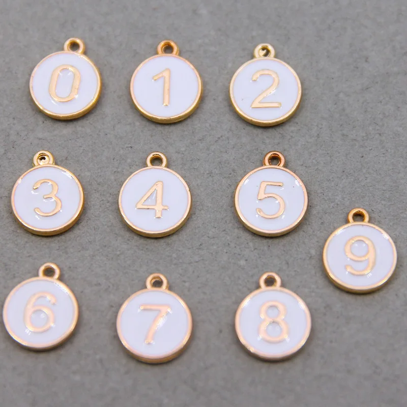 10PCs 12*15mm Zinc Based Alloy white Enamel Charms Pendant Round Gold Color DIY Findings White Number Message " 0~9 " Accessorie
10PCs 12*15mm Zinc Based Alloy white Enamel Charms Pendant Round Gold Color DIY Findings White Number Message " 0~9 " Accessorie