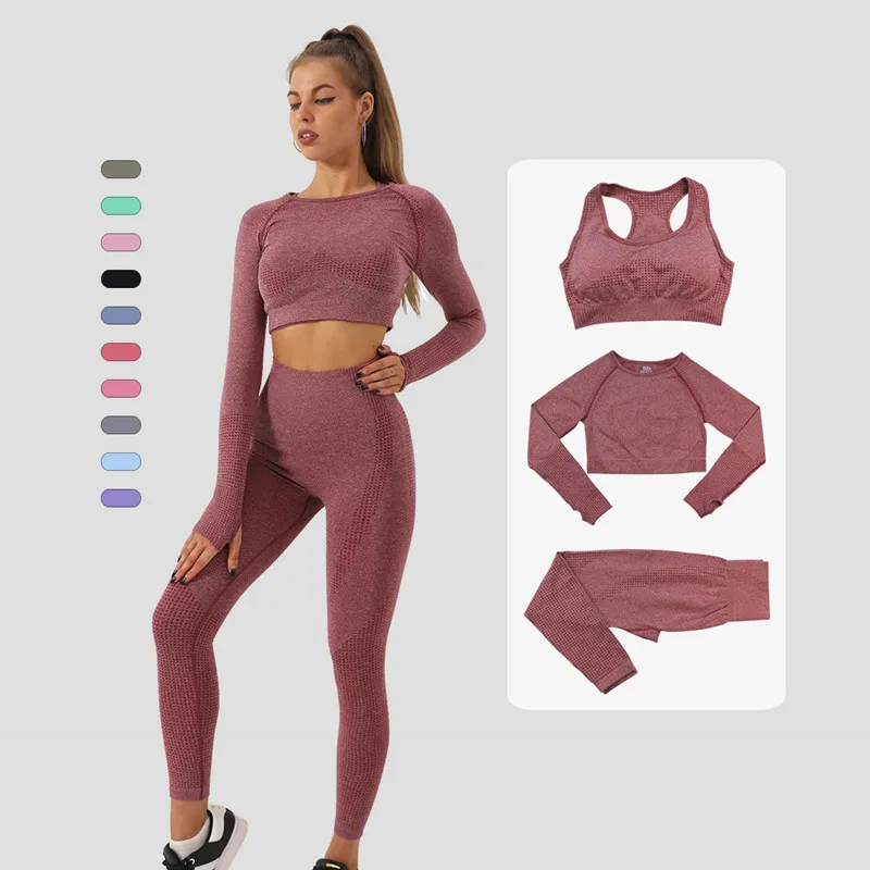 Women Seamless Quick Dry Yoga Sets 3 Piece Workout Outfit Long Sleeve T-shirts Sport Suits Running Training Fitness Tracksuits
Women Seamless Quick Dry Yoga Sets 3 Piece Workout Outfit Long Sleeve T-shirts Sport Suits Running Training Fitness Tracksuits