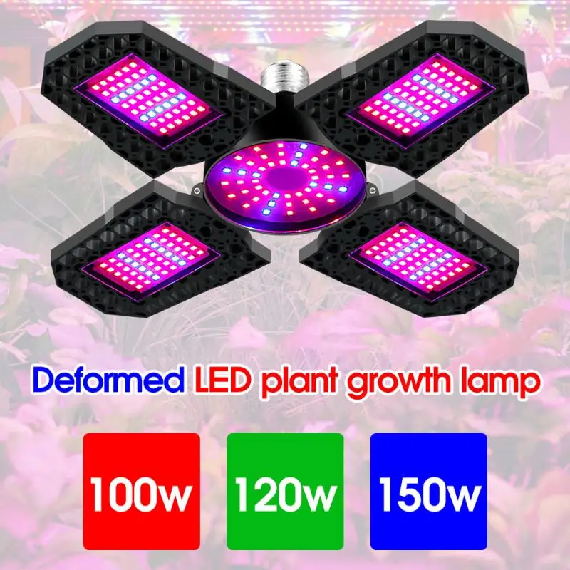 

Складная 100W/120W/150W Светодиодный Grow светильник Панель полный спектр Фито лампа AC85-265V для внутреннего большие палатки для роста растений свети...