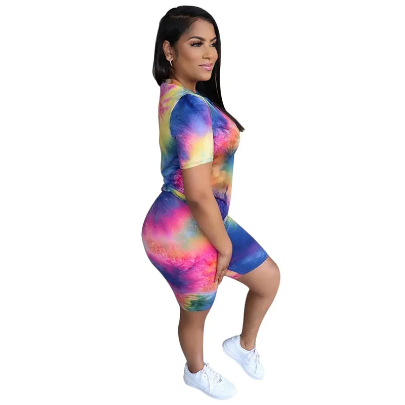 2020 Summer Women Tie Dye Tracksuits Streetwear Gradient Two Pieces Set Slim Casual Shorts Sets Short Sleeve Top+Shorts Outfits
2020 Summer Women Tie Dye Tracksuits Streetwear Gradient Two Pieces Set Slim Casual Shorts Sets Short Sleeve Top+Shorts Outfits