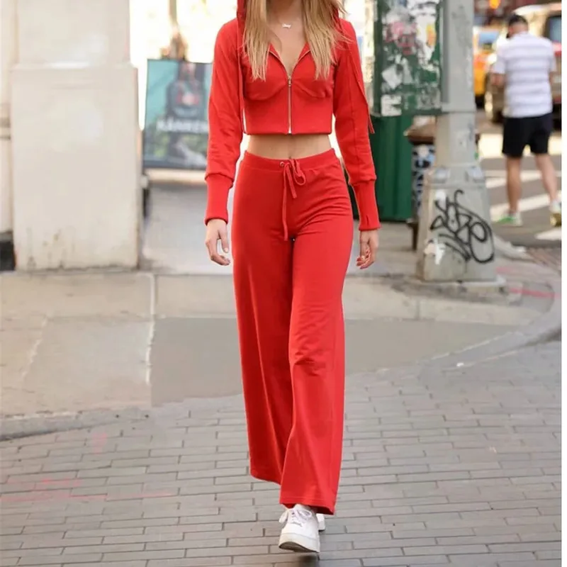 Daily Trousers Sweater 2-piece Sportswear Solid Color Zipper Short Top + Trousers Sexy Slim Streetwear Black Pink Red Fashion
Daily Trousers Sweater 2-piece Sportswear Solid Color Zipper Short Top + Trousers Sexy Slim Streetwear Black Pink Red Fashion