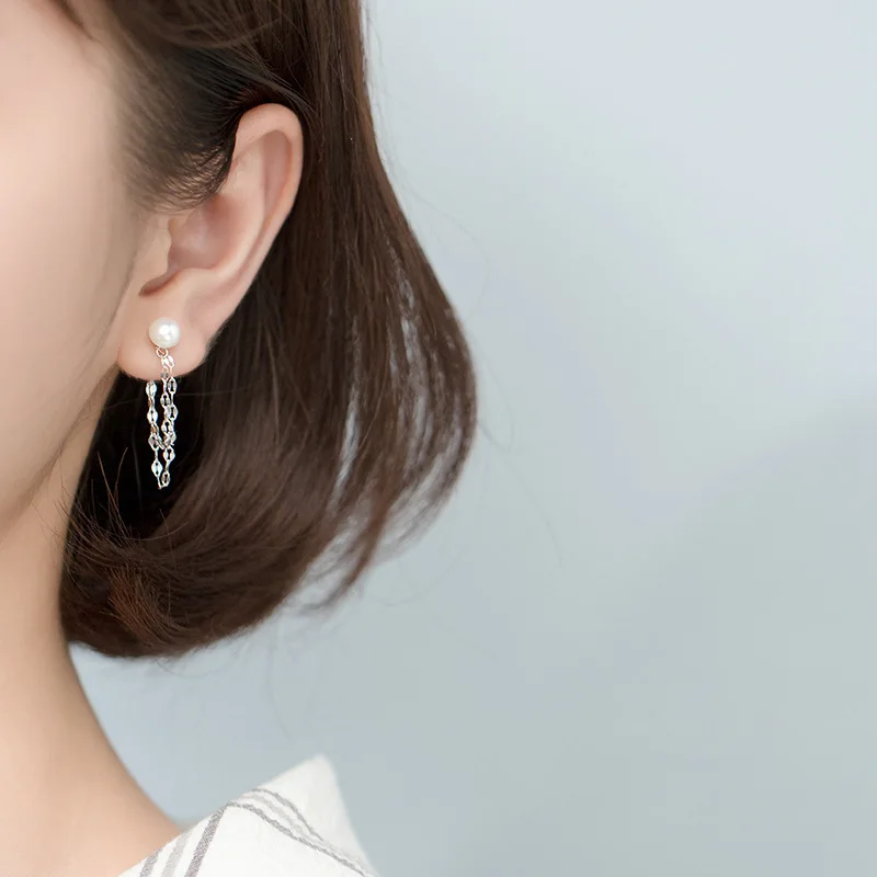 925 Sterling Silver Tassel Pearl Round Bead Korean Stud Earrings For Women Romantic Wedding Jewelry Brincos Pendientes eh999
925 Sterling Silver Tassel Pearl Round Bead Korean Stud Earrings For Women Romantic Wedding Jewelry Brincos Pendientes eh999