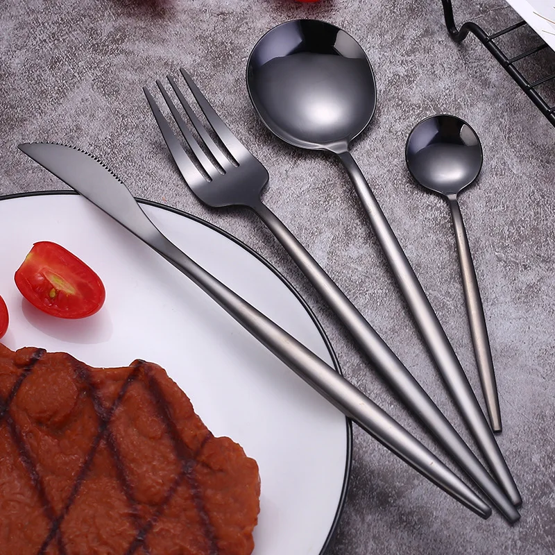 Black Tableware Stainless Steel Cutlery Sets 24pcs Forks Knives Spoons Kitchen Dinner Set Fork Spoon Knife Gold Dinnerware Sets
Black Tableware Stainless Steel Cutlery Sets 24pcs Forks Knives Spoons Kitchen Dinner Set Fork Spoon Knife Gold Dinnerware Sets